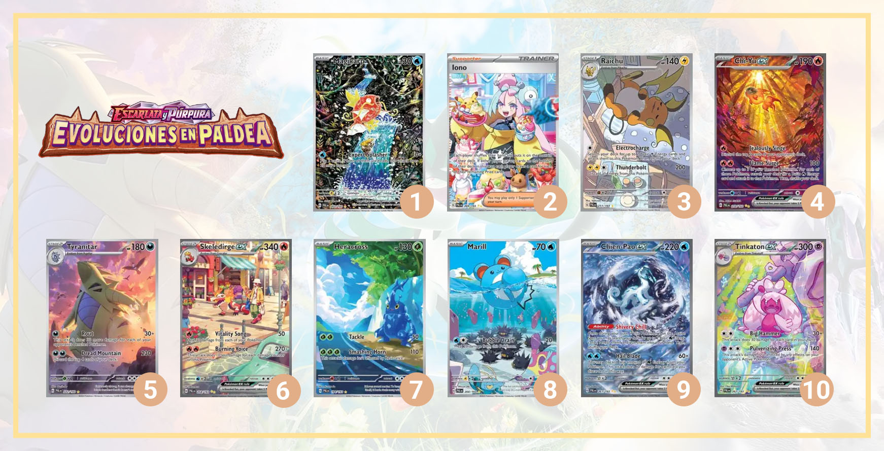 TOP 10 mejores cartas pokemon evoluciones en paldea